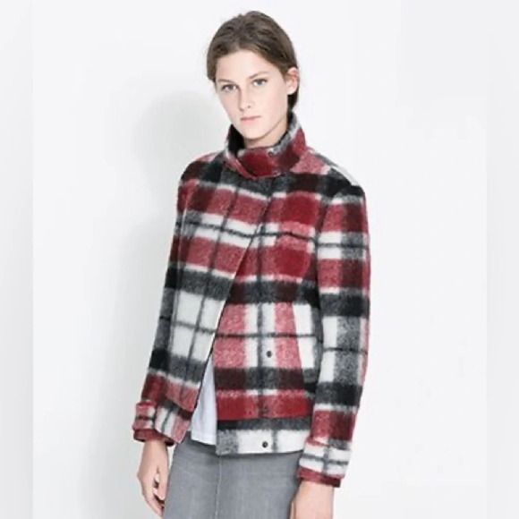 Zara Plaid Wool Mohair Jacket Size: M - Picture 1 of 8